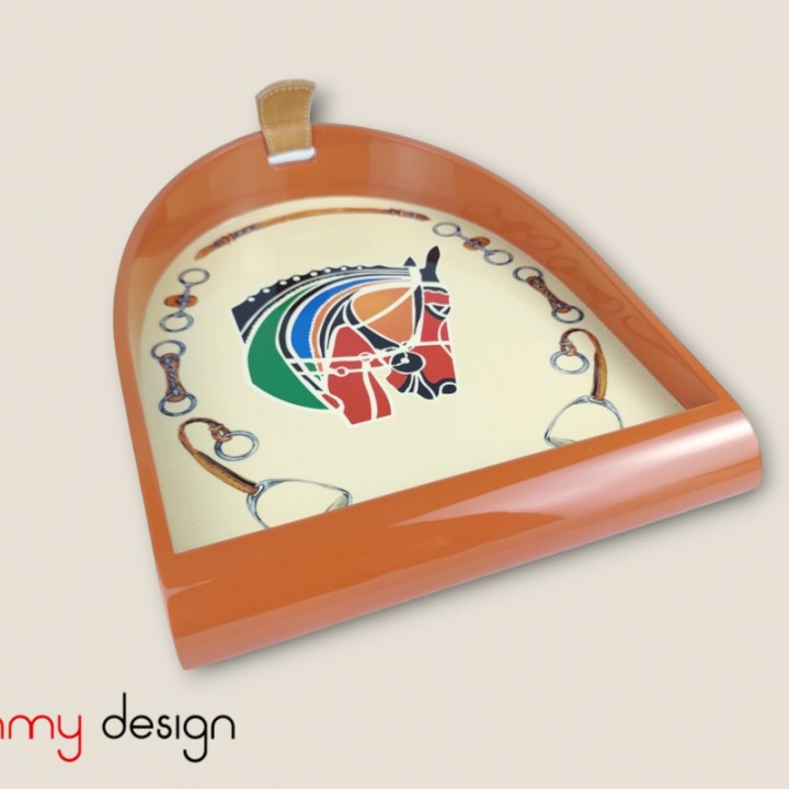 Orange horseshoe lacquer tray 25*30*H4,5cm